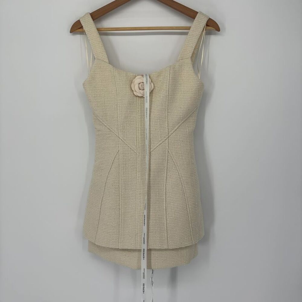 Heiress Cream Boucle Flower Mini Dress
